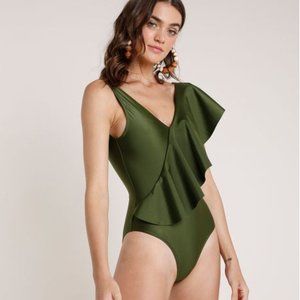 Brazilian Green Ruffled Bodysuit